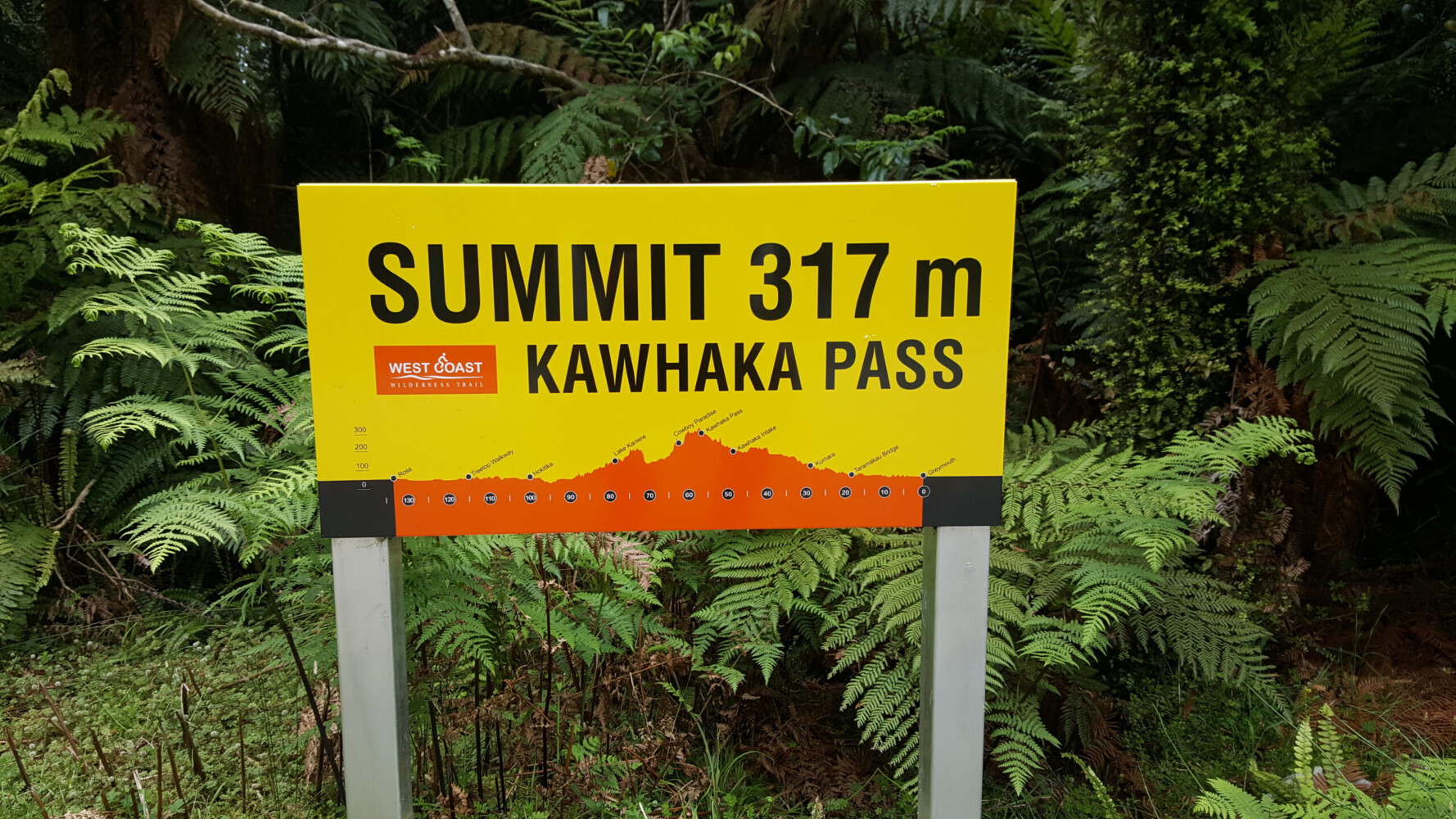 Kawhaka Pass Summit sign