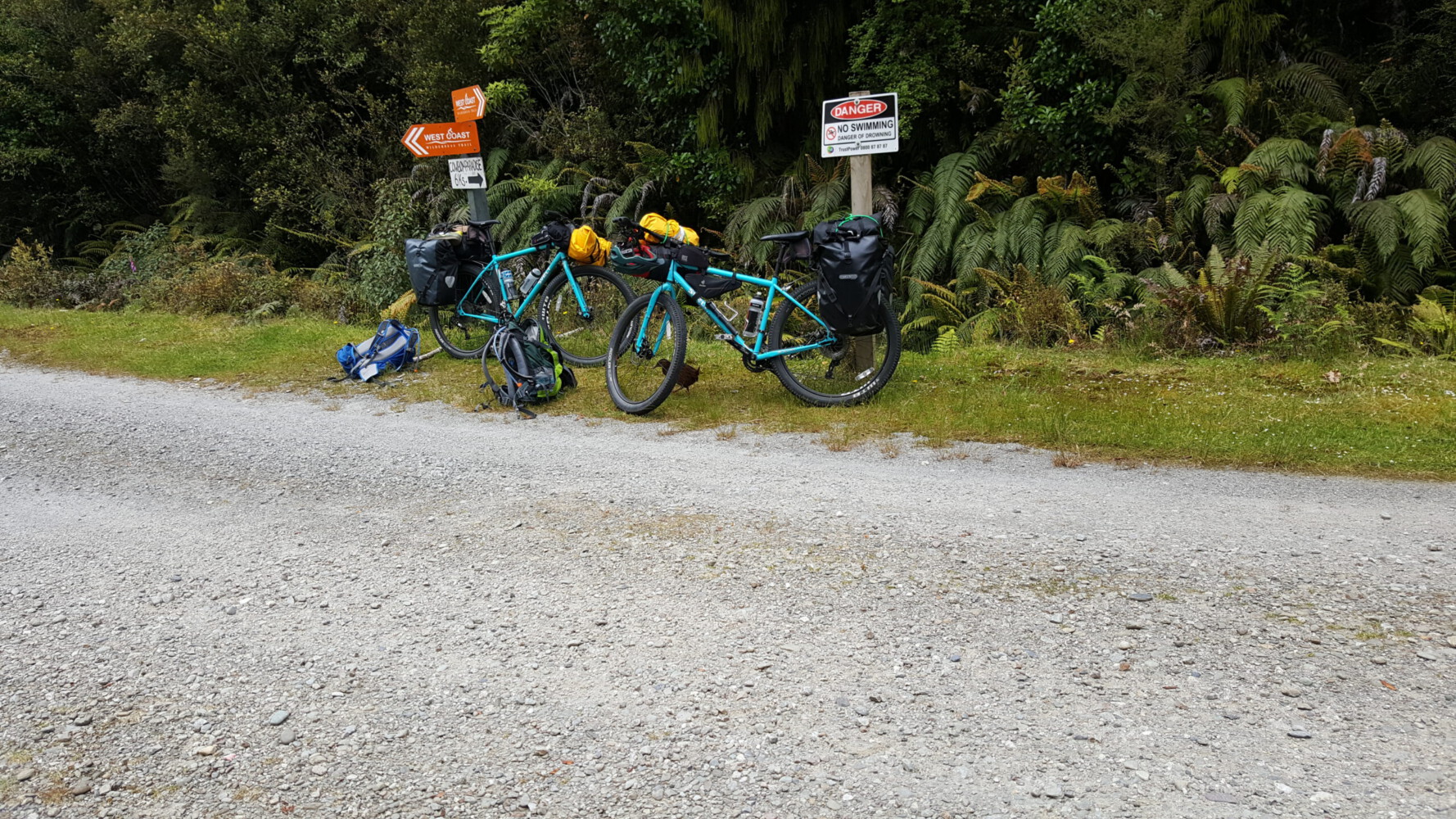 Weka inspecting our bikes