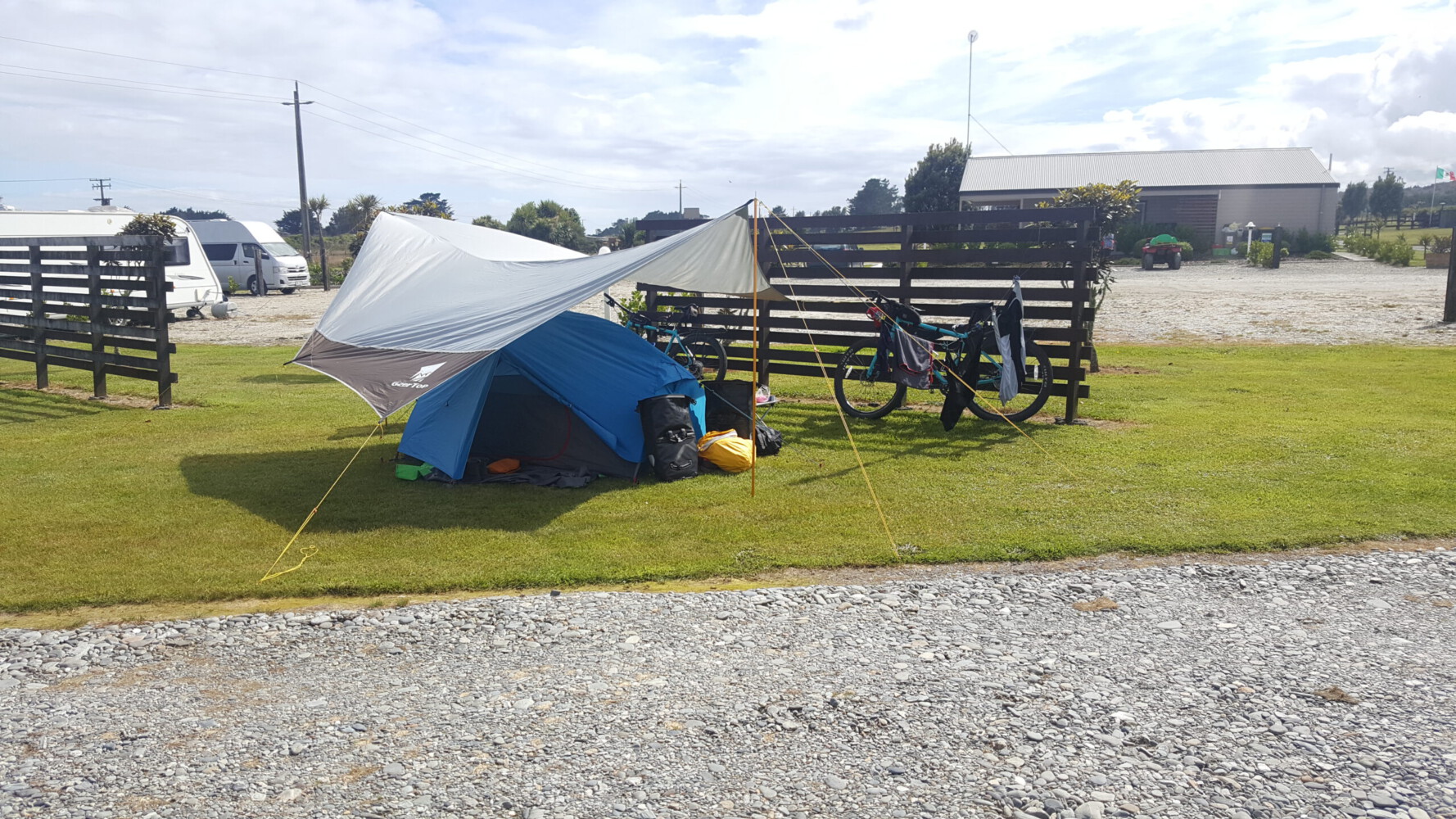 Our tent at the camping ground near Hokitika