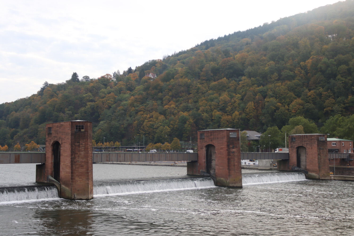 Floodgate in the river Neckar at Heidelberg