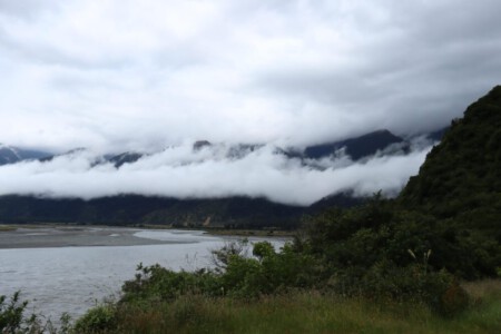 Clouds over the Haast river.