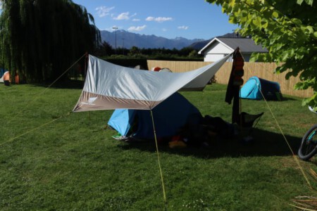 Our tent and tarp in Wanaka.