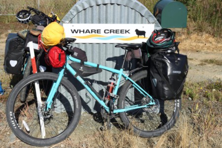 Whare Creek sign. Breakfast spot on the Southern Scenic route.