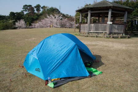 Tent at daylight. Ehime Camping ground.