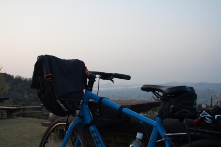 Bike in front of our beautiful view over Matsuyama.