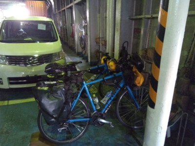 Our bikes on the ferry from Takamatsu to Kobe.