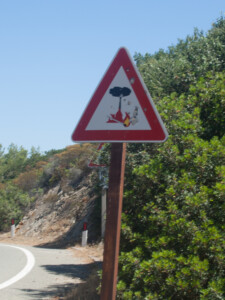 Fire danger warning sign in Sardinia.