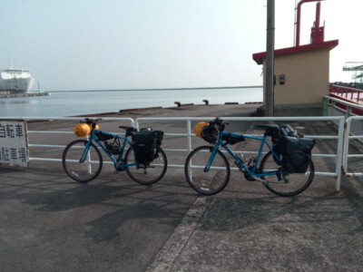 Bikes waiting for the ferry in Beppu.
