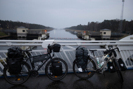 Packed bikes in the rain somewhere between Trelleborg and Skanör.