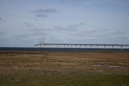 The Öresundsbron (Öresund bridge) from the swedish site near Malmö.
