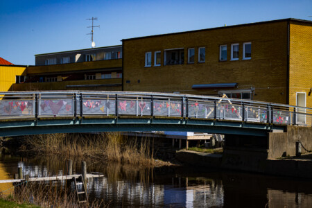 Bridge with self made hearts in Kungsbacka.