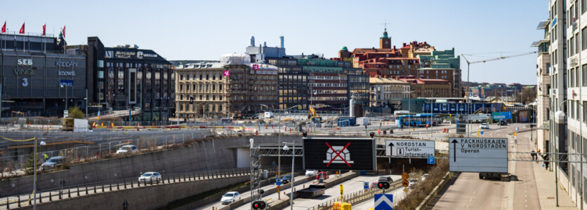 View over the construction sites and some old buildings in Göteborg.