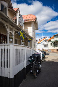 Bikes in front of the Vandrarhem - Kusthotel in Lysekil.