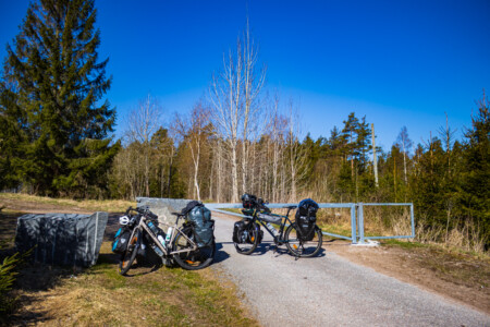 Bicycles at a short stop in the forest at Brastad.