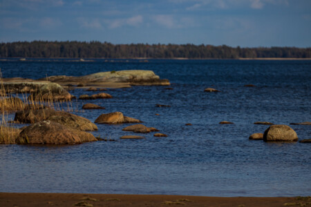 Stones in lake Vänern - seen from a nice and quiet table at the lake.