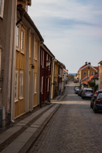 Beautiful old fashioned houses in the old town of Mariestad.