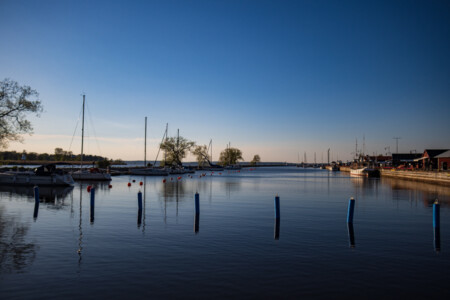 Mariestad´s harbour during sundown.