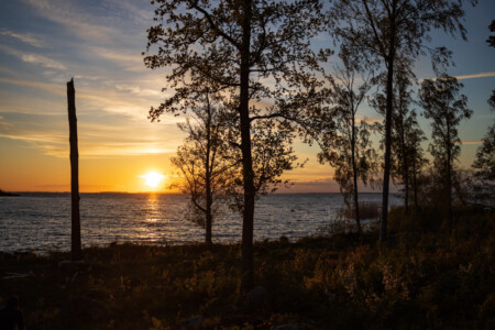 Beautiful sundown at the campsite in Fiskeboda - lake Hjälmaren.