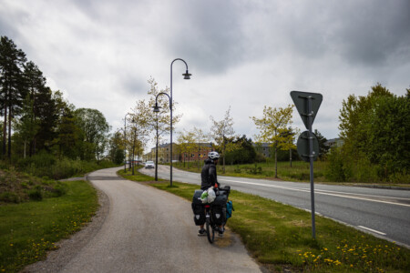 Alex at a bike path in Strängnäs.