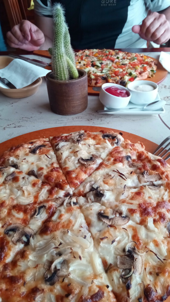 Pizza in a restaurant in Nowy Staw.