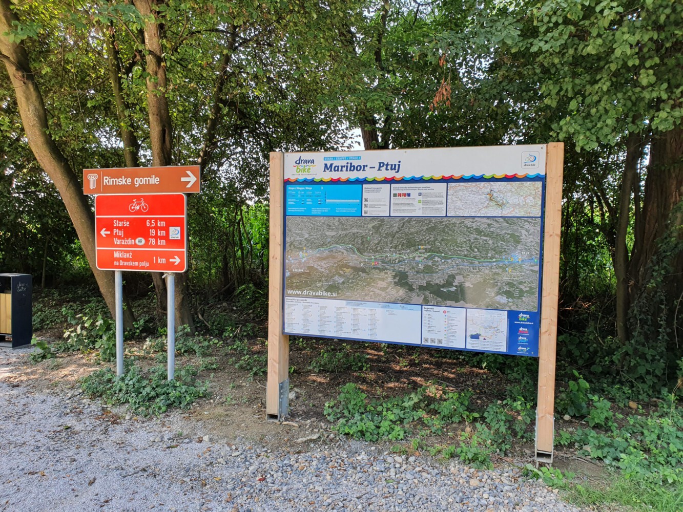 Drava bike path sign with lots of information -well done!