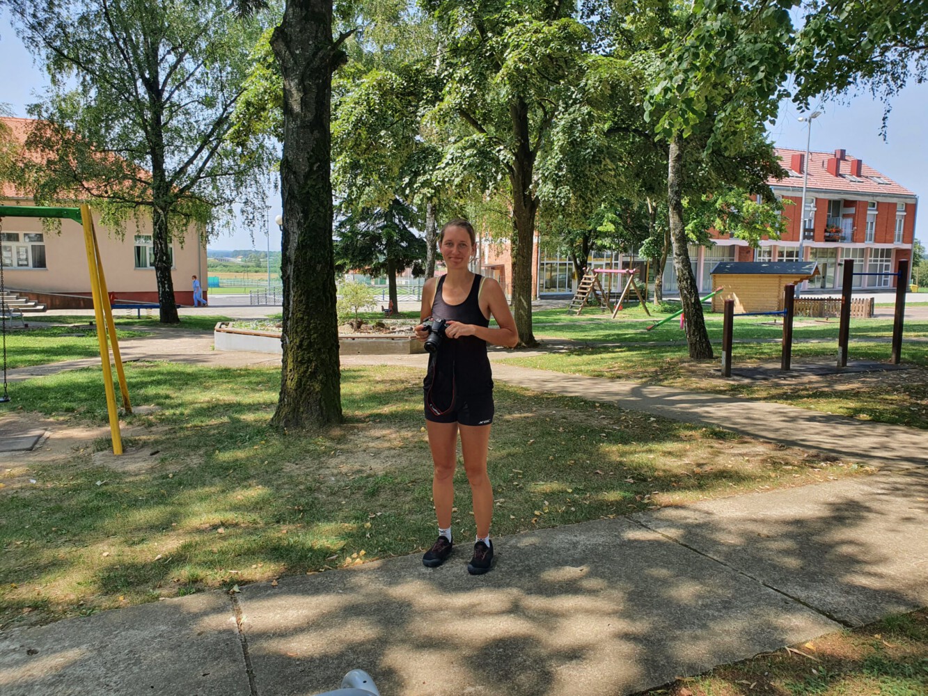 Alina in a park in Nova Kapela on our way to Slavonski Brod.
