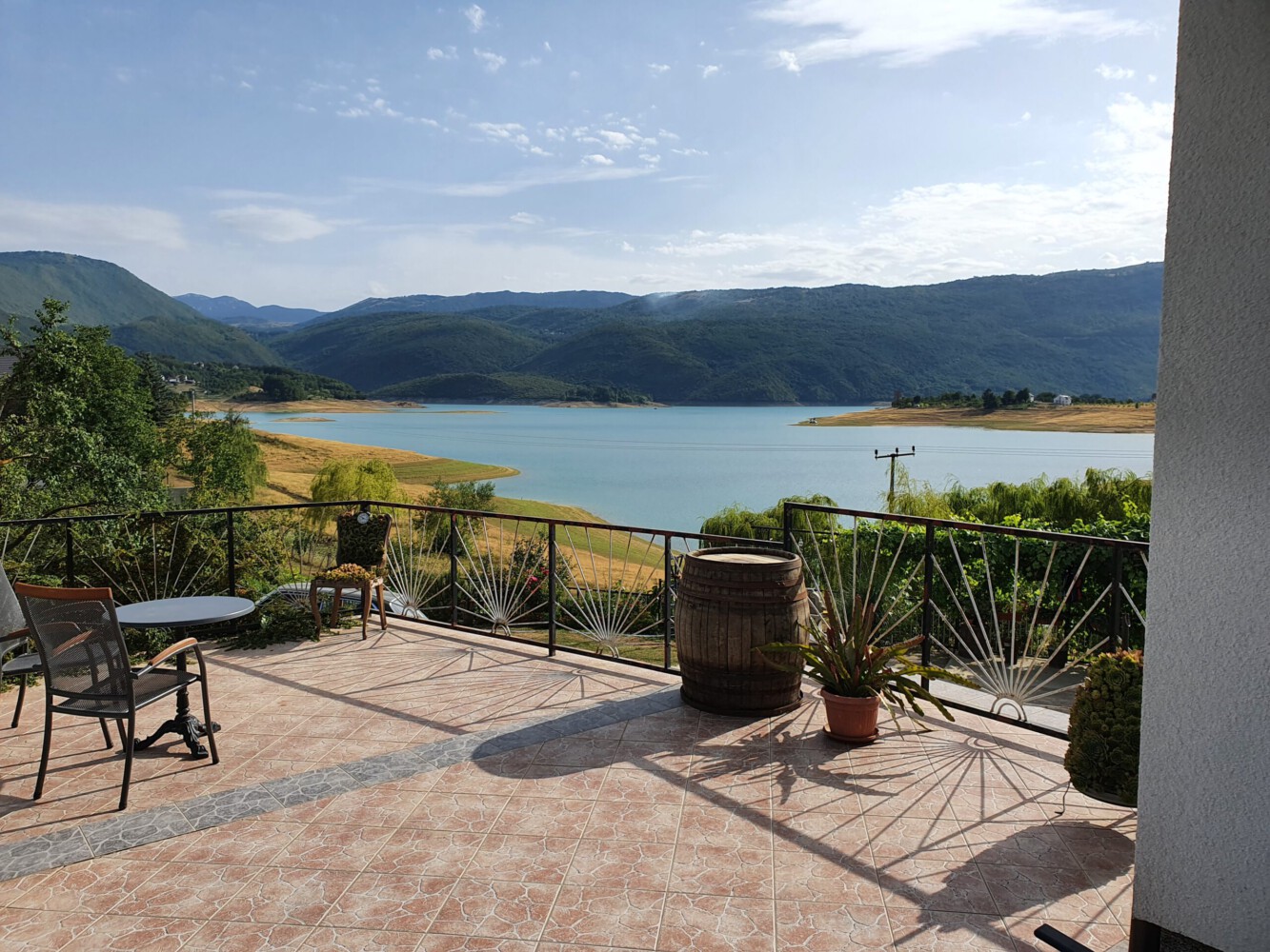 The terrace of our apartment at the lake Ramsko jezero.