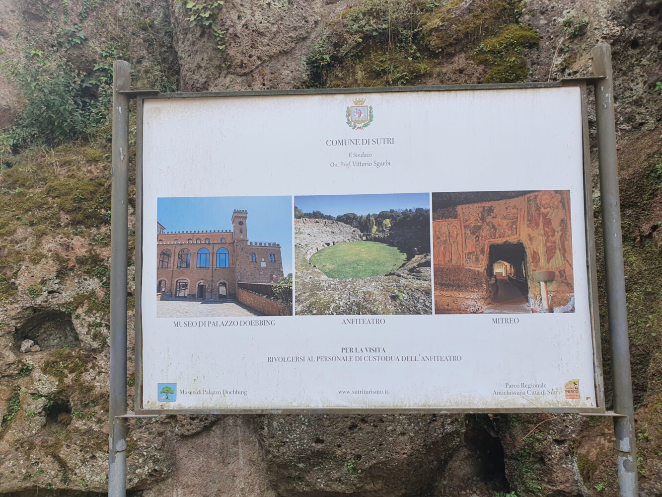 Information sign at the park in Sutri.