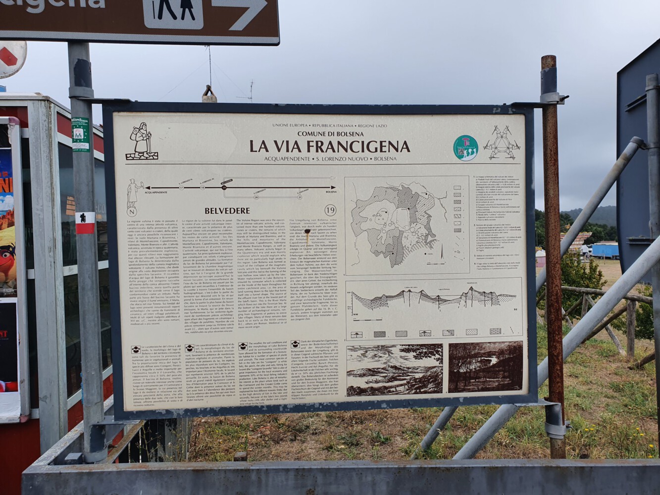 Information table regarding the Via Francigena.
