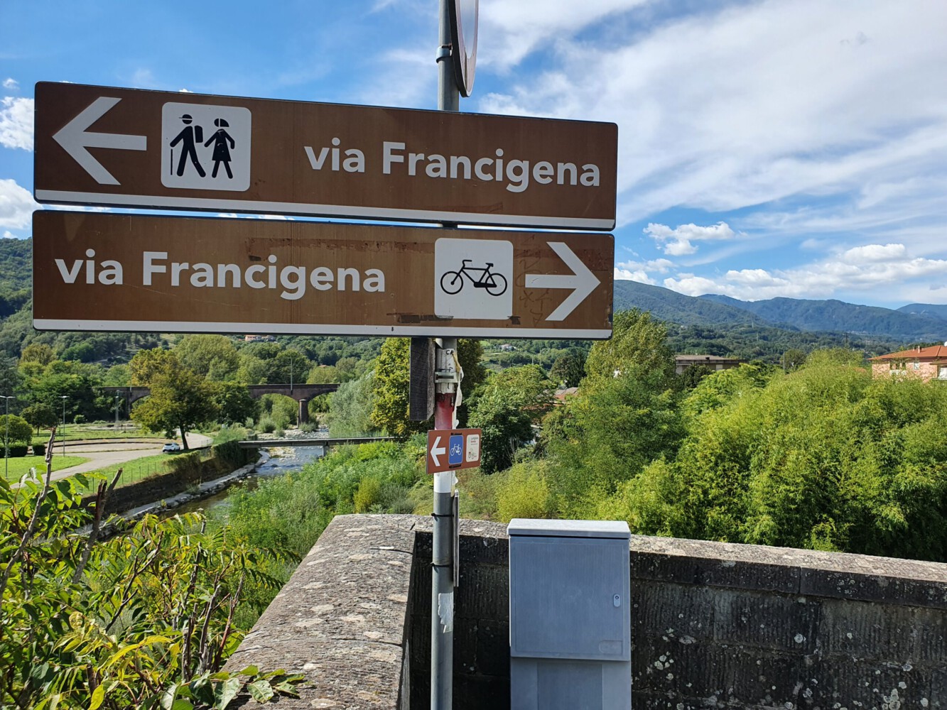Signs for the via Francigena.